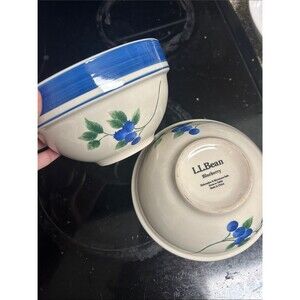 2 L.L Bean Blueberry Bowls Retired 6.5”